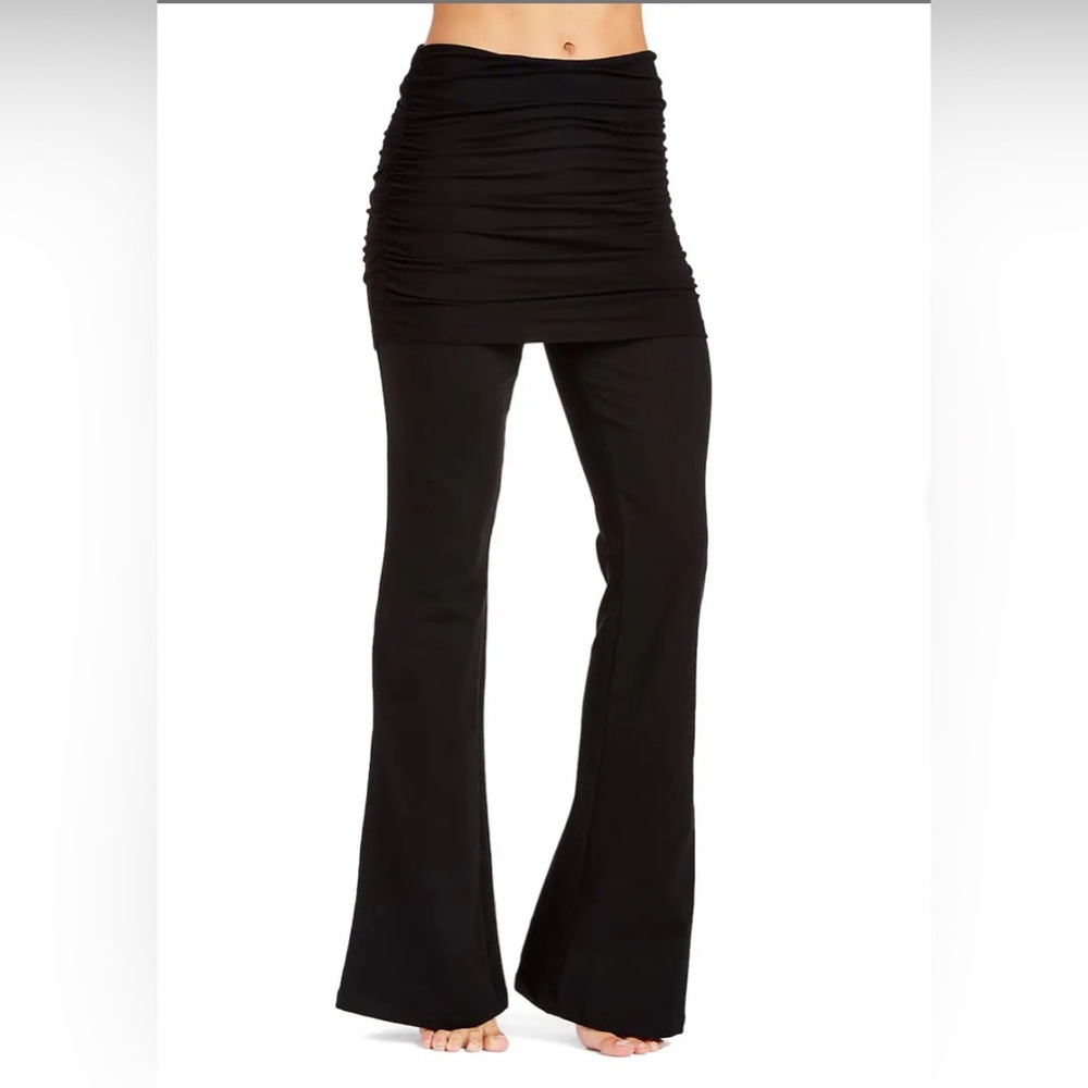 Black Flare y2k leggings with skirt overtop